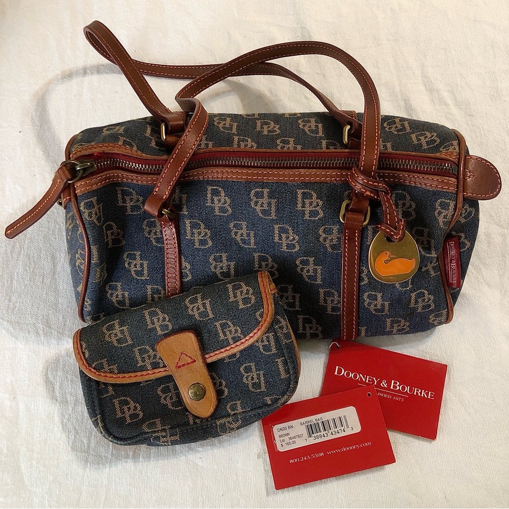 Dooney & Bourke Vintage Denim and Brown Bag Set